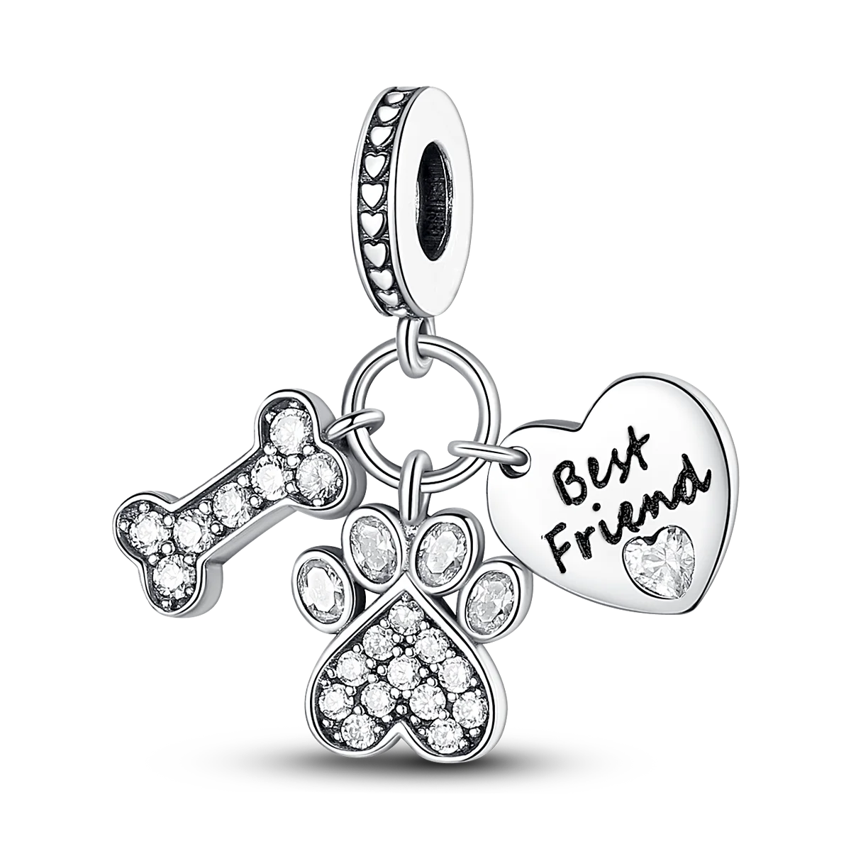 Dog Pet Charms 925 Silver Doggy Paw French Bulldog Bones Beads fit Original Bracelet DIY Fine Jewelry