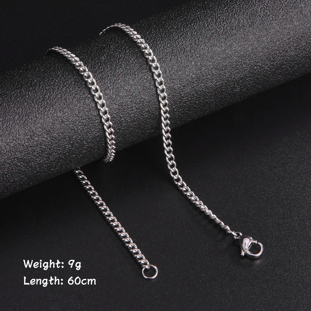 Skyrim Fashion 60cm Long Box Chain Necklace Men Stainless Steel Black Gold Color Link Chains Basic Punk Jewelry Wholesale