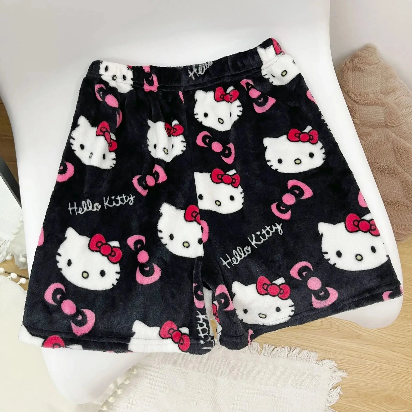 Sanrio Hello Kitty Pajamas Spider-Man Flannel Fashion Trouserswomen Kawaii Woolen AnimeCartoon Casual Home Pants Winter Clothing