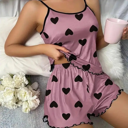 1 Set of Summer WOMEN'S Pajamas Two-piece Sexy Casual Camisole Undershirt Shorts Homewear Suit