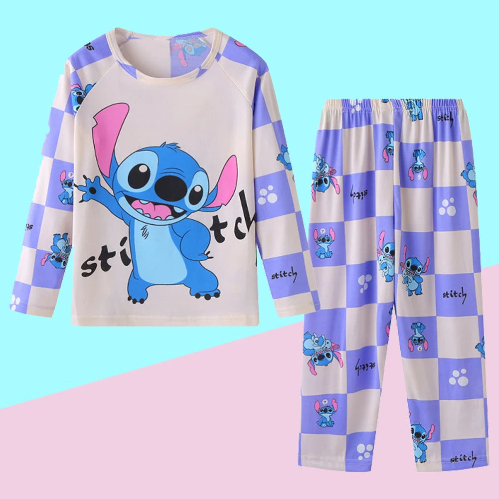 New Spring Autumn Children's Clothing Sets Stitch Boy Sleepwear Long sleeved pants Clothes Kids Pajamas Set Baby Girls Pyjamas