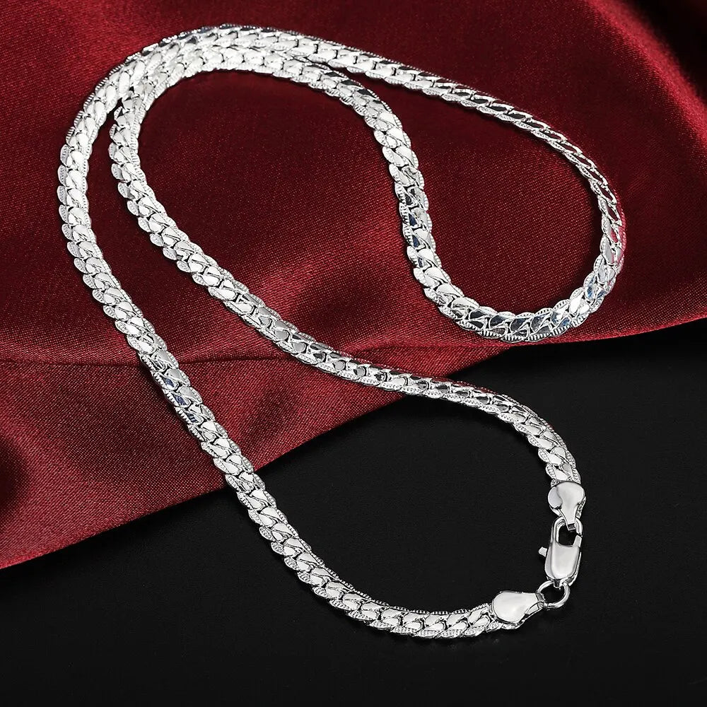 20-60cm Silver Color Luxury Brand Design Noble 6mm Necklace Chain For Woman Men Fashion Wedding Engagement Jewelry