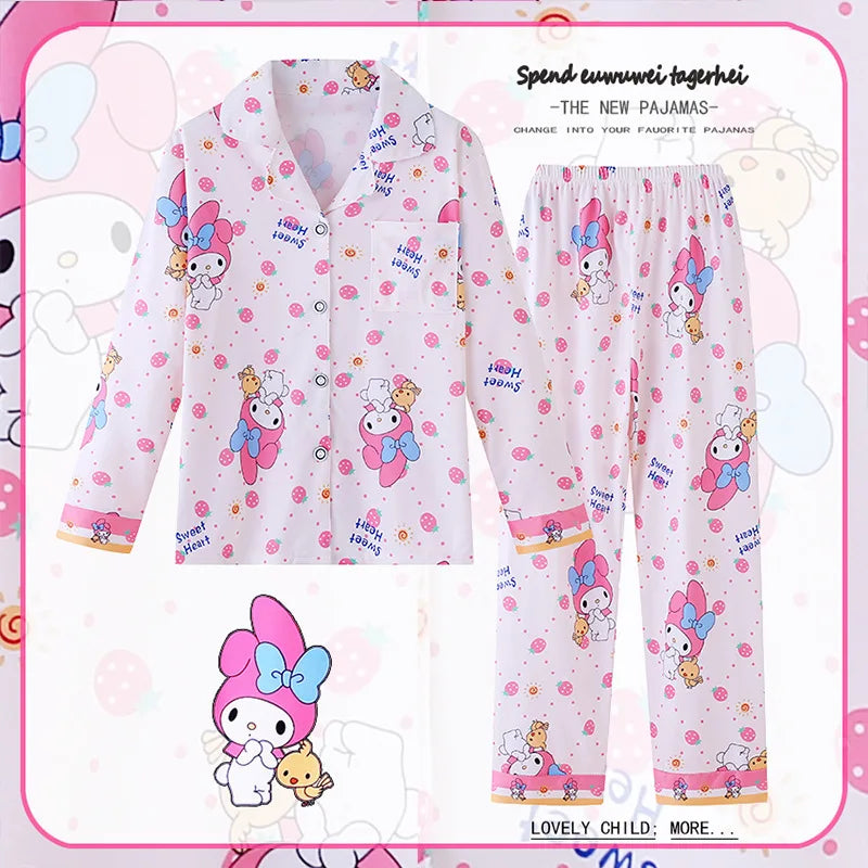 2pcs Kid's Kuromi Pattern Pajamas, Long Sleeve Top & Pants Set, Cartoon Cinnamoroll Print Loungewear, Comfy Casual Girl's Set