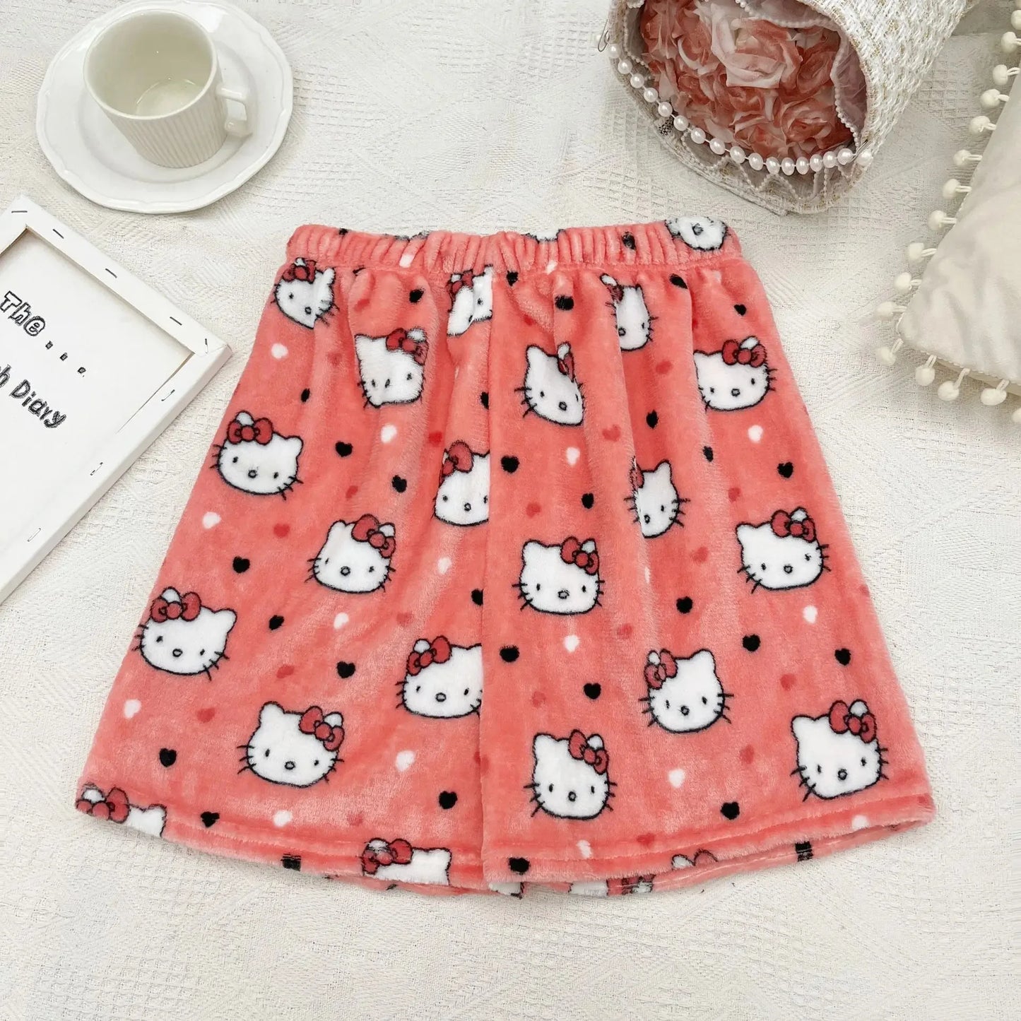 Sanrio Hello Kitty Pajamas Spider-Man Flannel Fashion Trouserswomen Kawaii Woolen AnimeCartoon Casual Home Pants Winter Clothing