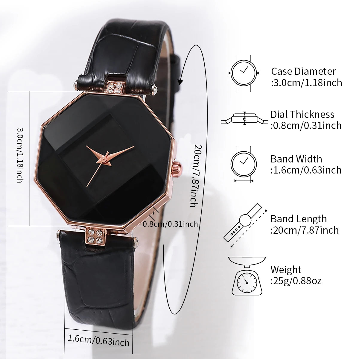 5PCS/Set Women's Watch Fashion Leather Band Analog Quartz Watches Heart Jewelry Set(Without Box)