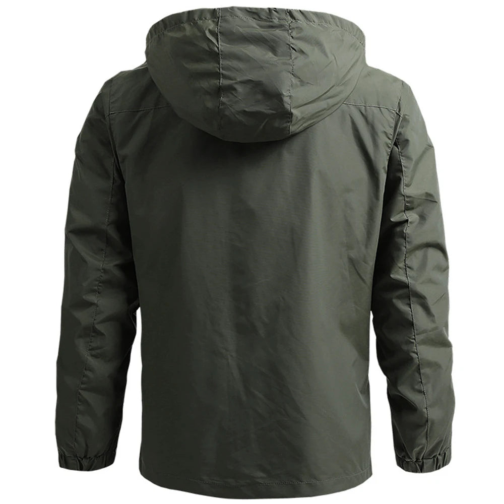 Windbreaker Men Tactical Jacket Waterproof Outdoor Hooded Coat Sports Military European Size S-5XL Field Climbing Thin Outwear