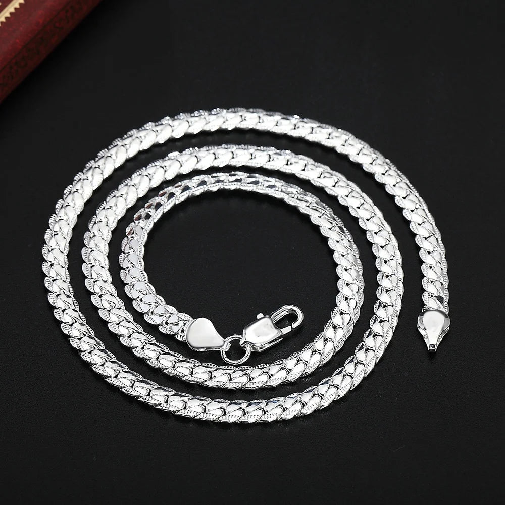 20-60cm Silver Color Luxury Brand Design Noble 5mm Necklace Chain For Woman Men Fashion Wedding Engagement Jewelry